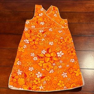The Children’s Place NWT Orange Floral Hibiscus Dress Hawaiian Sz 4 100% cotton